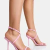 Public Desire Amy Baby Strappy Barely There Square Toe Stiletto Heels Pink Clearance