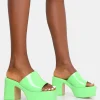 Public Desire Ariel Patent Mule Chunky Mid Platform Heels Green Online