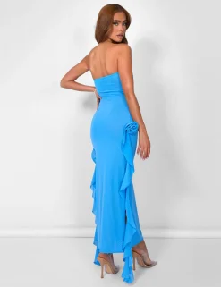 Public Desire Bandeau Ruffle Detail Midi Dress Blue Best