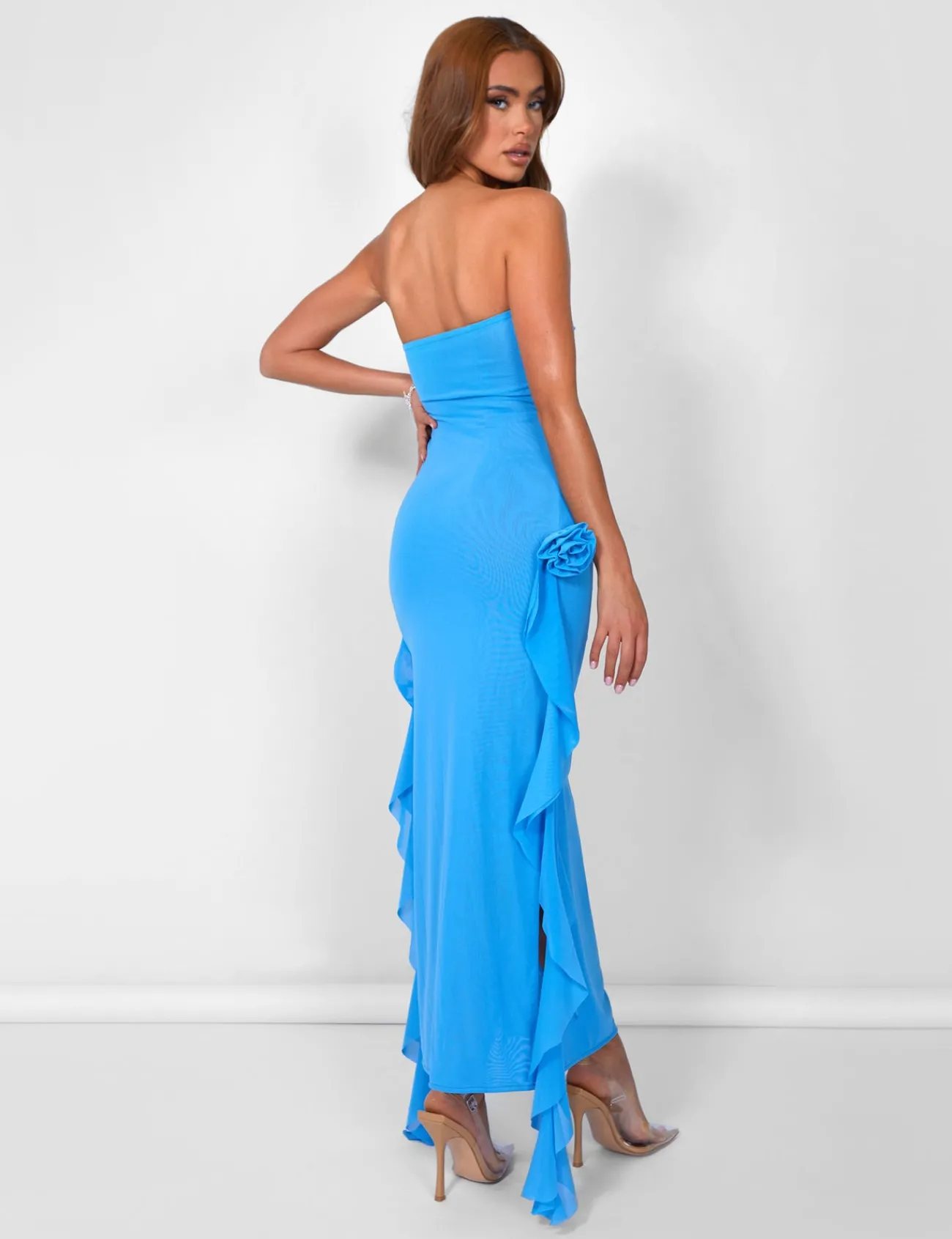 Public Desire Bandeau Ruffle Detail Midi Dress Blue Best
