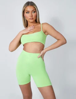Public Desire Basic Scoop Neck Crop Top Lime Best Sale