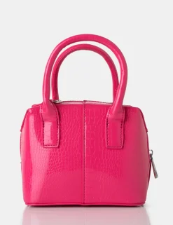 Public Desire Bode Bright Croc Square Top Handle Mini Bag Pink Outlet