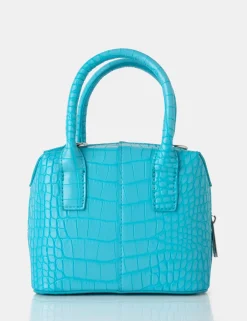Public Desire Bode Croc Square Top Handle Mini Bag Blue Sale