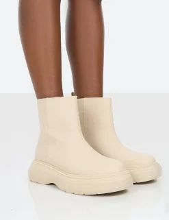 Public Desire Caia Platform Chunky Sole Ankle Boot Nude Cheap