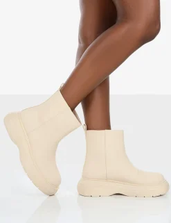 Public Desire Caia Platform Chunky Sole Ankle Boot Nude Cheap