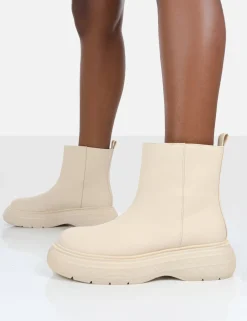 Public Desire Caia Platform Chunky Sole Ankle Boot Nude Cheap
