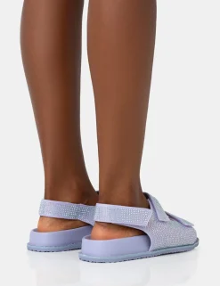 Public Desire Chichi Diamante Double Strap Dad Sandals Lilac Cheap