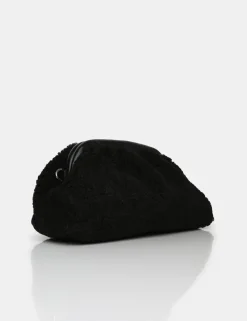 Public Desire Compatible Borg Clutch Bag Black Flash Sale