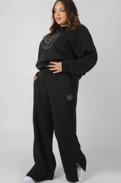 Public Desire Curve Kaiia Tonal Embroidered Joggers Black Best Sale
