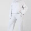 Public Desire Curve Oversized Embroidered Split Front Joggers Oatmeal Marl Best Sale