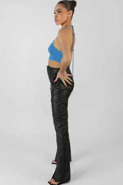 Public Desire Cut Out Halterneck Crop Top Blue Fashion