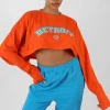 Public Desire Detroit Super Cropped Long Sleeve T-Shirt Orange Outlet