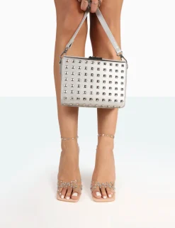 Public Desire Fairy Patent Clear Perspex Sparkly Diamante Cakestand High Heels Nude Fashion