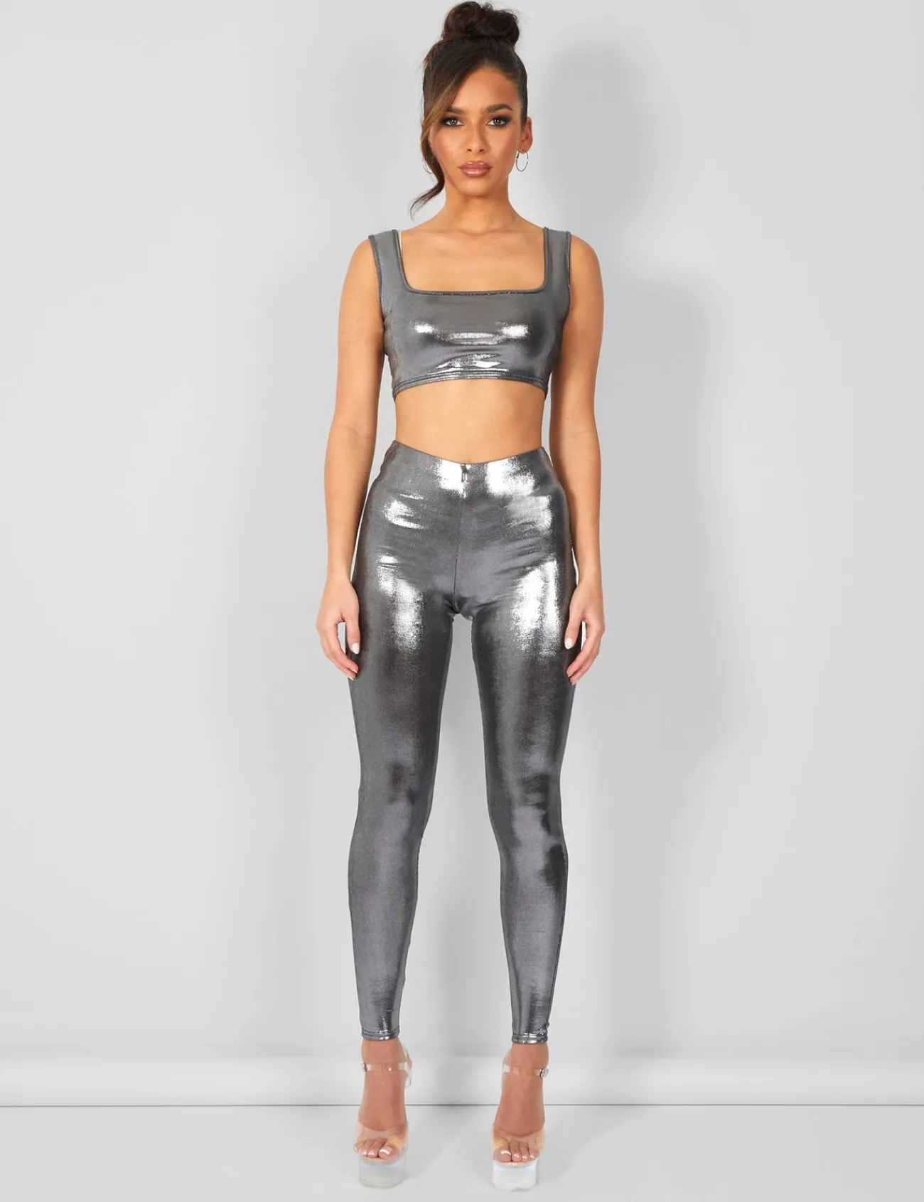 Public Desire Metallic Crop Top Silver Discount