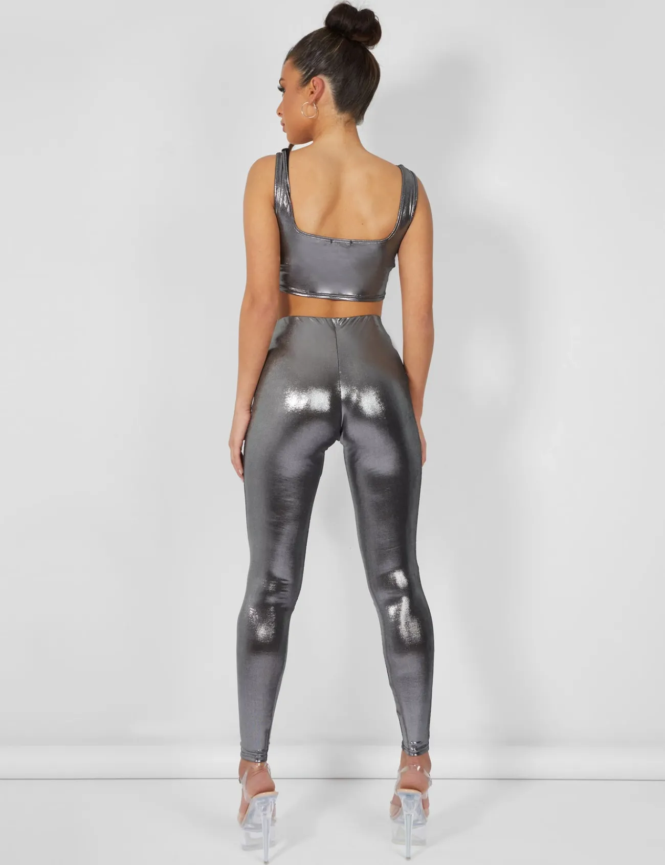 Public Desire Metallic Crop Top Silver Discount