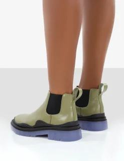 Public Desire Myth Chunky Sole Chelsea Boots Green Store