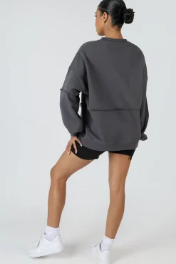 Public Desire Oversized Exposed Seam Detail Sweatshirt Dark Grey Darkgrey Discount