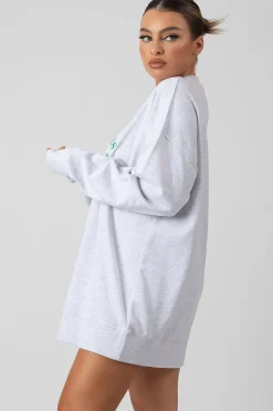 Public Desire Oversized Graphic Sweater Dress Grey Marl Cheap
