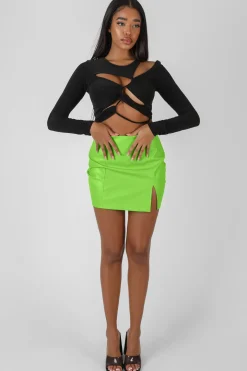 Public Desire Pu Mini Skirt Green Discount