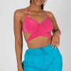 Public Desire 90's Butterfly Slinky Wrap Top Pink Clearance