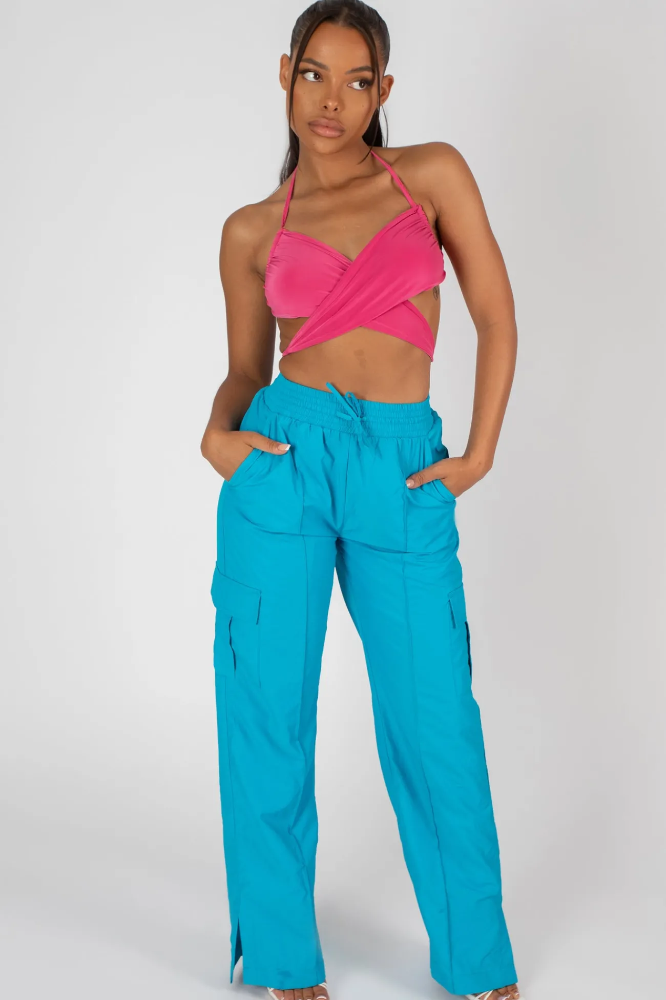Public Desire 90's Butterfly Slinky Wrap Top Pink Clearance