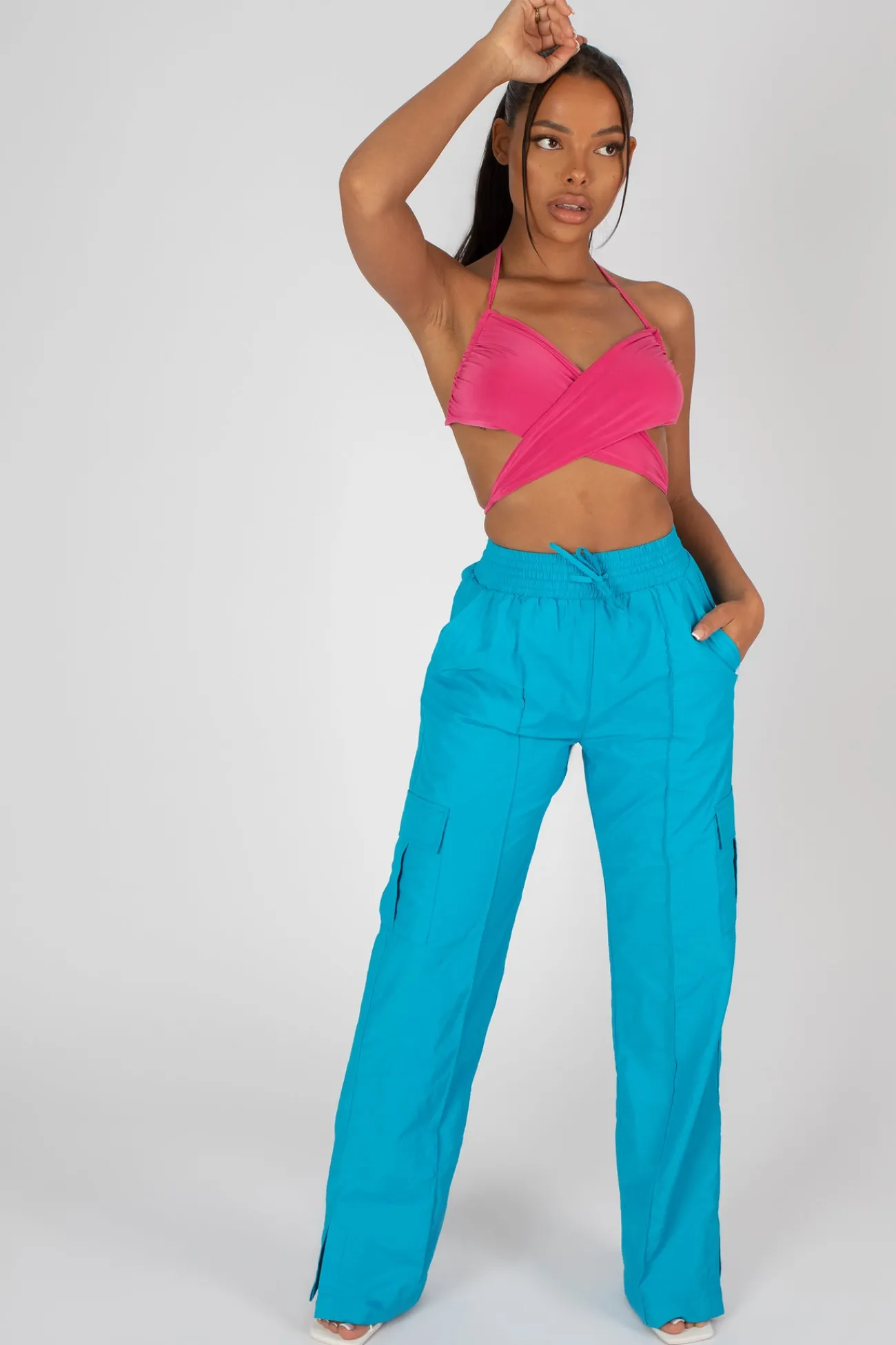 Public Desire 90's Butterfly Slinky Wrap Top Pink Clearance