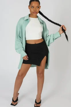 Public Desire Satin Oversized Shirt Mint Flash Sale