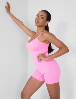 Public Desire Seamless Unitard Playsuit Pink Hot