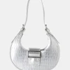 Public Desire Sicily Croc Buckle Feature Hobo Shoulder Bag Silver Online