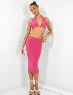 Public Desire Slinky Halterneck Top Pink Fashion