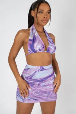 Public Desire Slinky Ruched Mini Skirt Purple Flash Sale