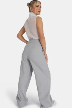 Public Desire Tailored Premium Wide Leg Trouser Grey Store