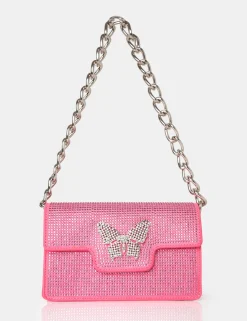 Public Desire The Butterfly Diamante Shoulder Bag Pink Cheap