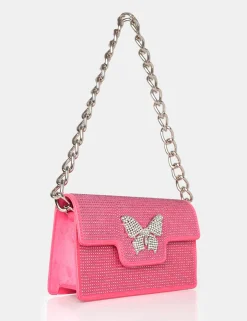 Public Desire The Butterfly Diamante Shoulder Bag Pink Cheap