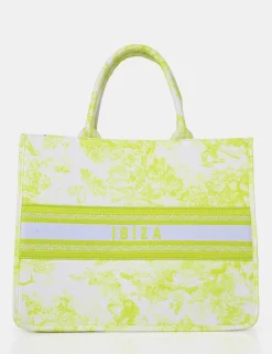 Public Desire The Ibiza Oversized Canvas Tote Bag Lime Flash Sale