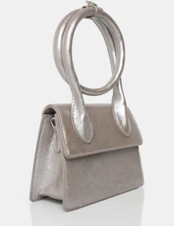 Public Desire The Milan Metallic Pu Crossbody Mini Bag Silver New
