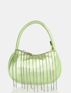 Public Desire The Sia Soft Satin Diamante Trim Mini Bag Green Sale