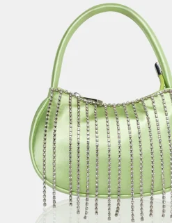 Public Desire The Sia Soft Satin Diamante Trim Mini Bag Green Sale