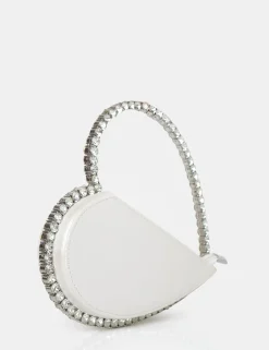 Public Desire The Zee Croc Diamante Love Heart Grab Bag White Shop
