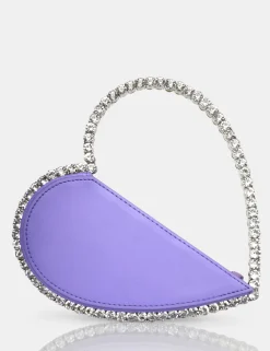 Public Desire The Zee Diamante Love Heart Grab Bag Lilac Hot