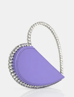 Public Desire The Zee Diamante Love Heart Grab Bag Lilac Hot
