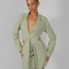 Public Desire Twist Front Blazer Dress Sage Sale