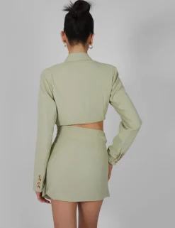 Public Desire Twist Front Blazer Dress Sage Sale