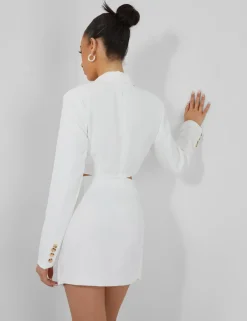 Public Desire Twist Front Blazer Dress Ivory Discount