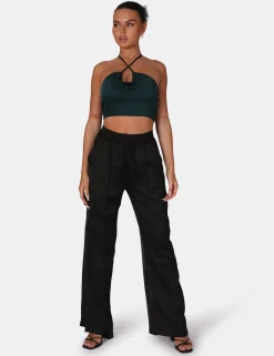 Public Desire U Trim Satin Bralet Forest Green Shop