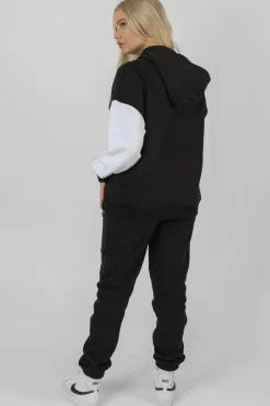 Public Desire Varsity Contrast Sleeve Hoodie Black Fashion