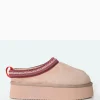 Public Desire Vixon Beige Faux Suede Embroidered Slipper Platform Boots Sale