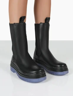 Public Desire Winter Ankle Chunky Sole Chelsea Boots Black Store