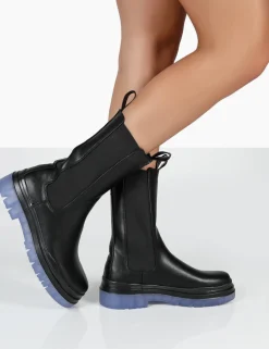 Public Desire Winter Ankle Chunky Sole Chelsea Boots Black Store