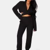 Public Desire Wrap Front Cropped Blazer Black New